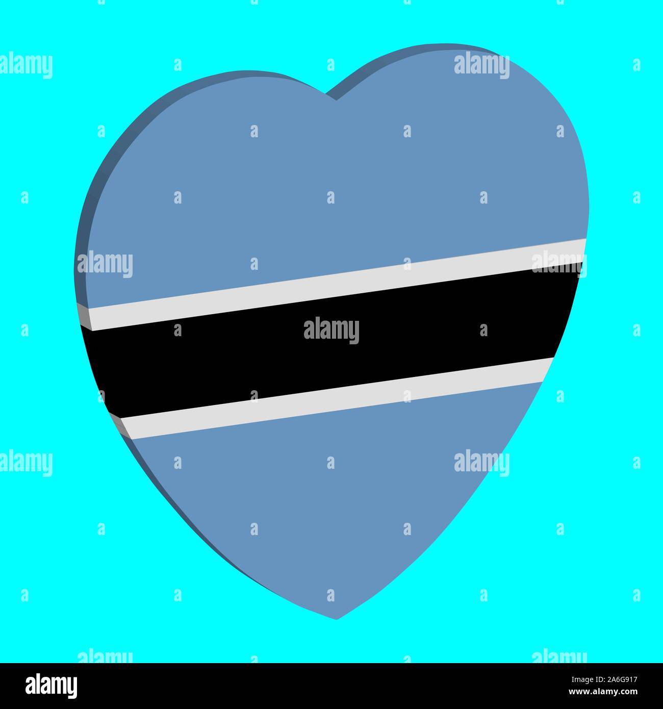 3D Botswana Flag In Heart Shape Vector illustration eps 10. Stock Vector