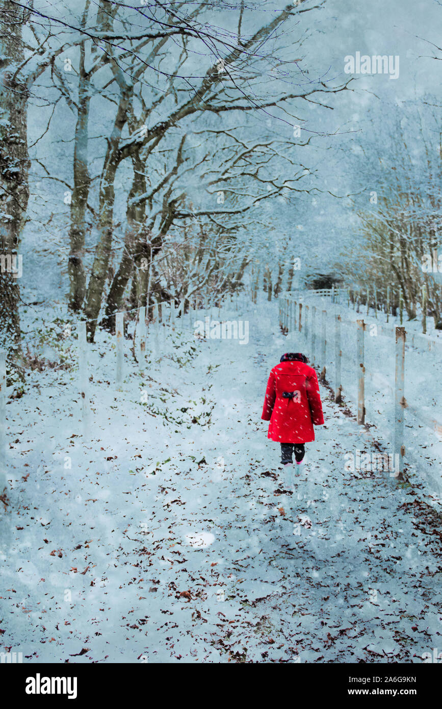 girl walking in snow