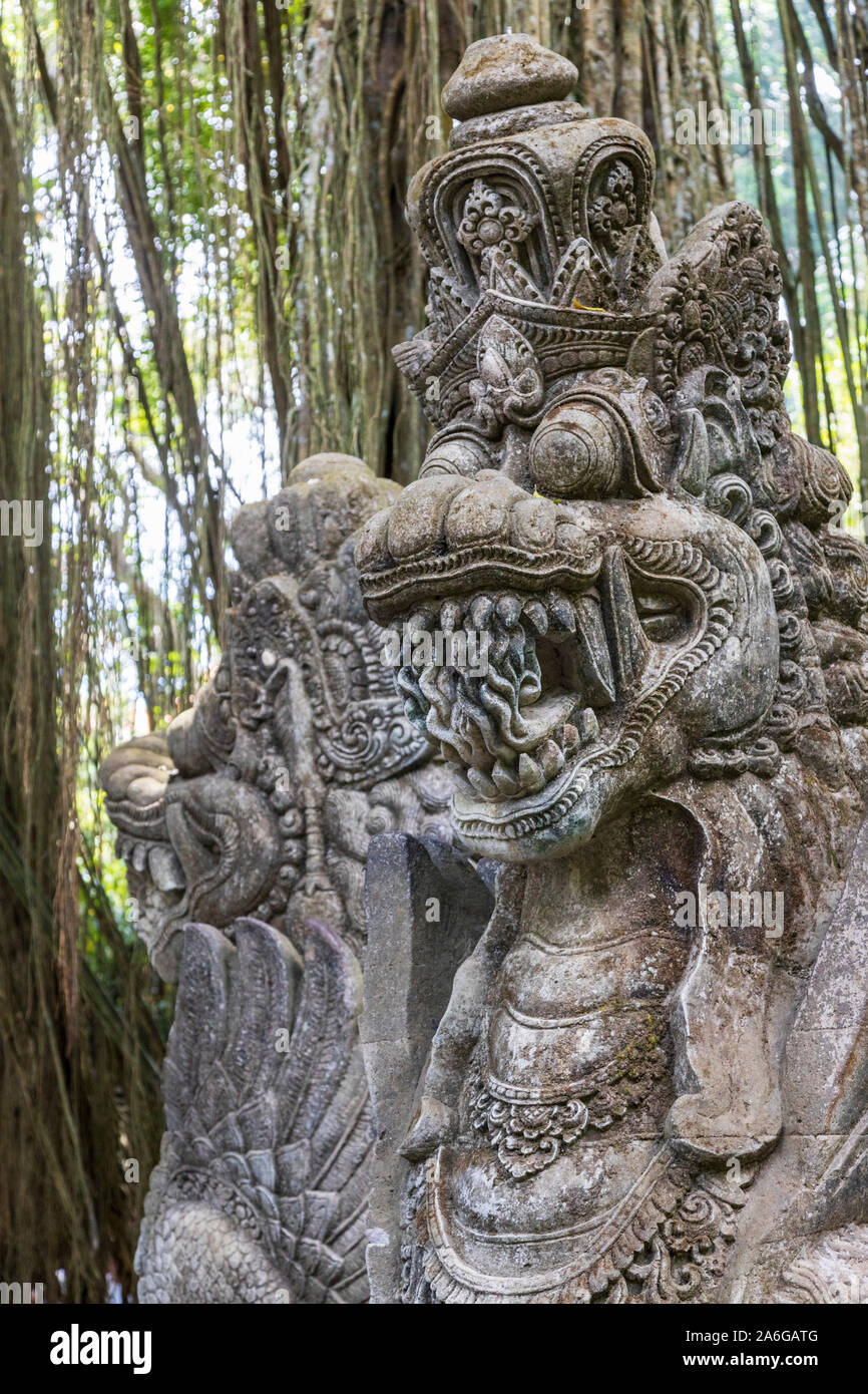Serpent figures in the Ubud Monkey Forest, Ubud, Bali, Indonesia, Southeast Asia, Asia Stock Photo