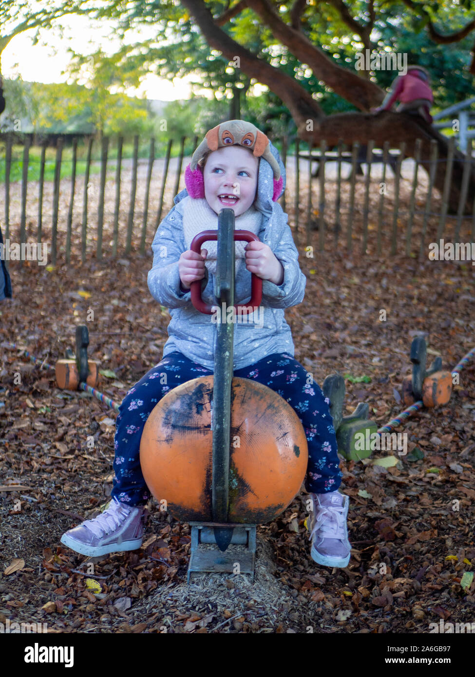 kids playing at the park, cumbria lake district Stock Photo