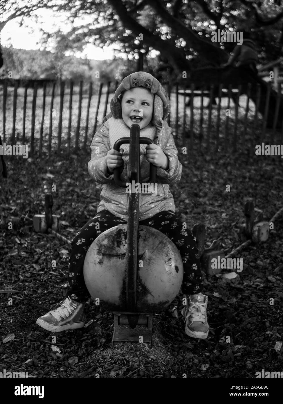 kids playing at the park, cumbria lake district Stock Photo