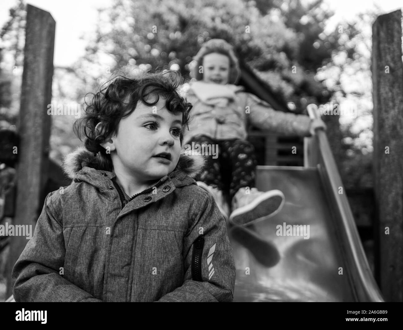 kids playing at the park, cumbria lake district Stock Photo