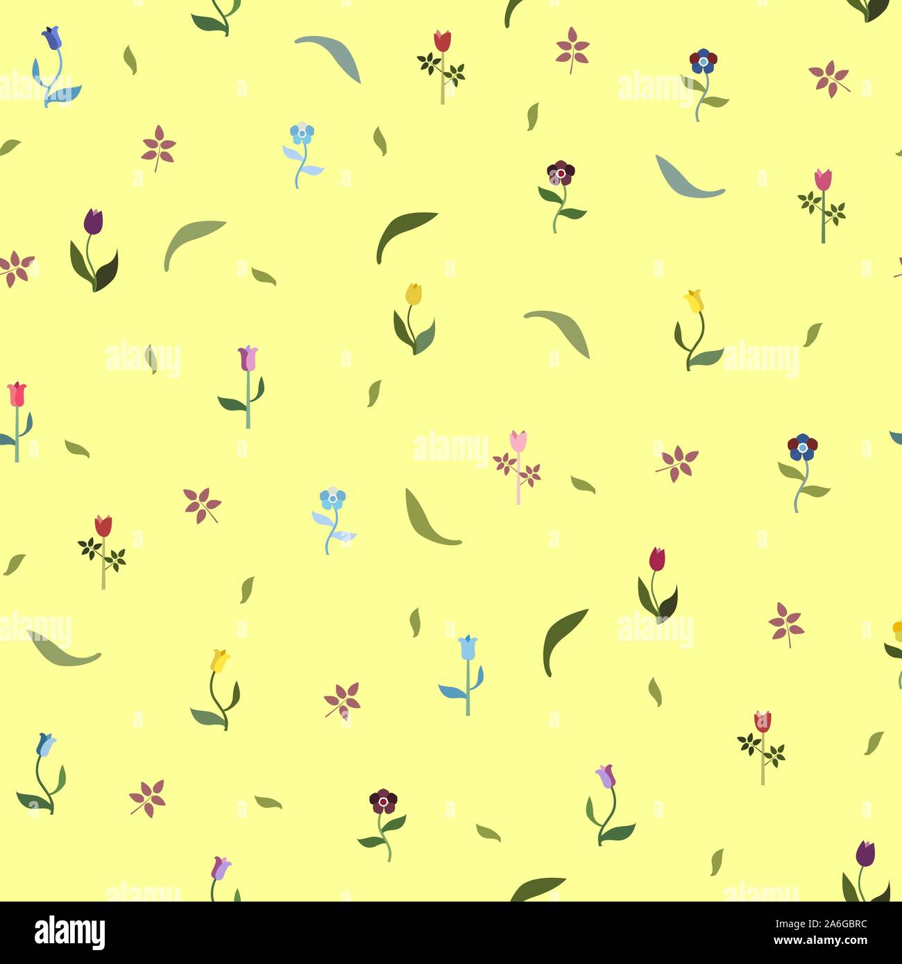 Seamless Floral Pattern. Small flowers on yellow background Stock ...
