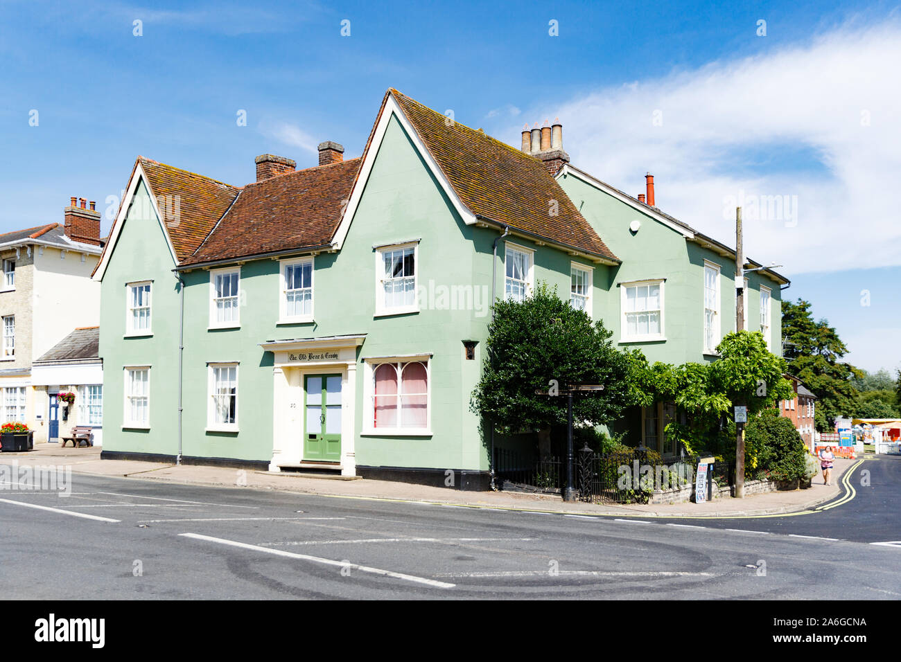 countryside street with traditional British houses, oldfashioned