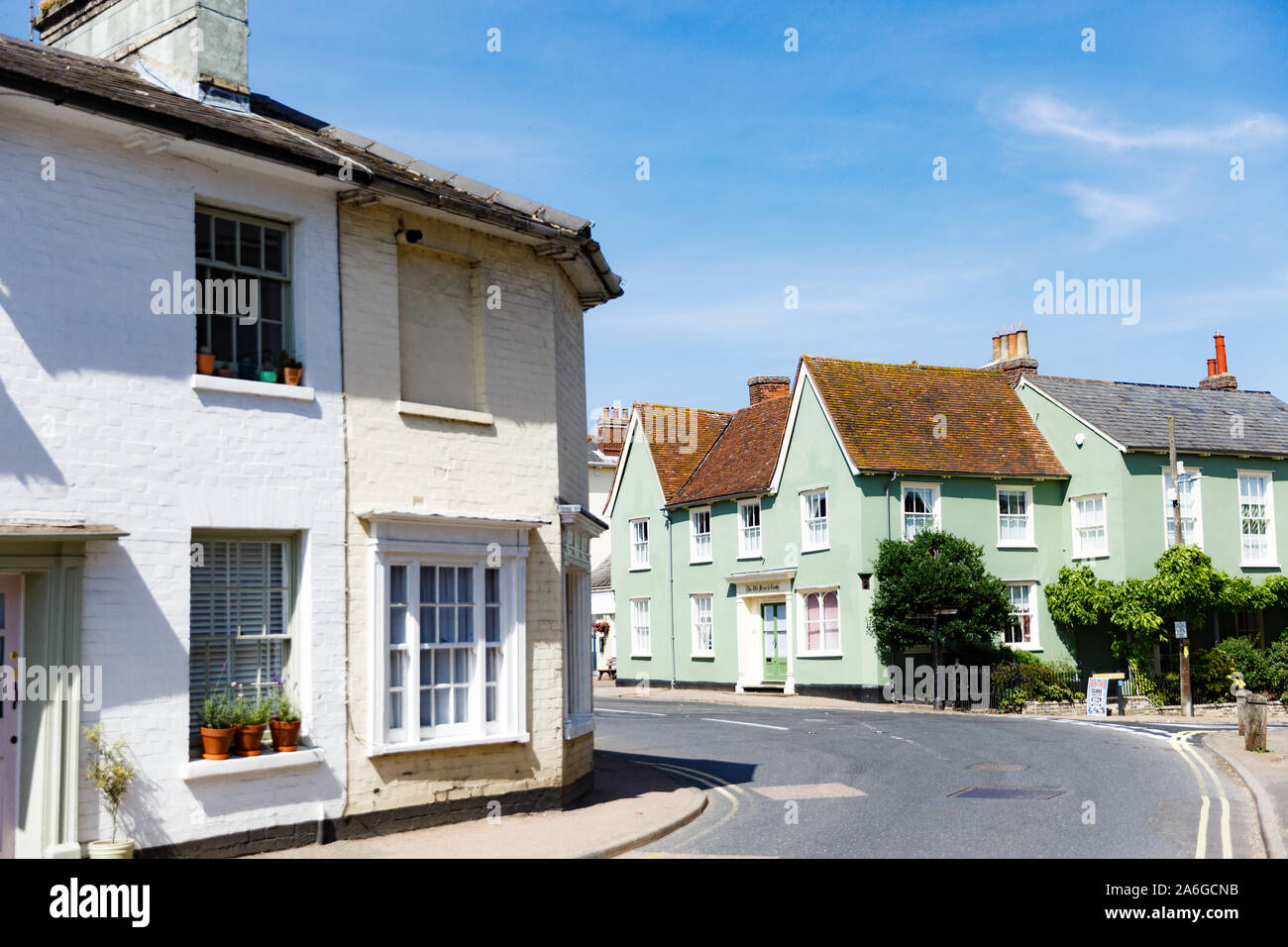 countryside street with traditional British houses, oldfashioned