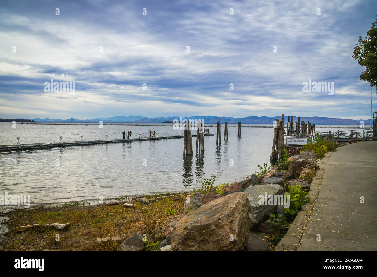 Lake Champlain view from Burlington harbor. Burlington is a city in northwestern Vermont, on the