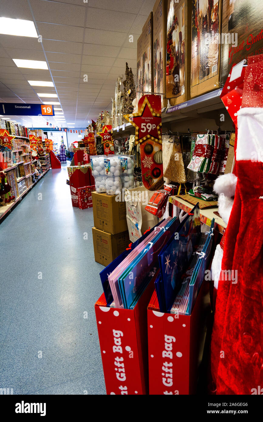 A selection of Christmas items on sale at the B&M retail store in