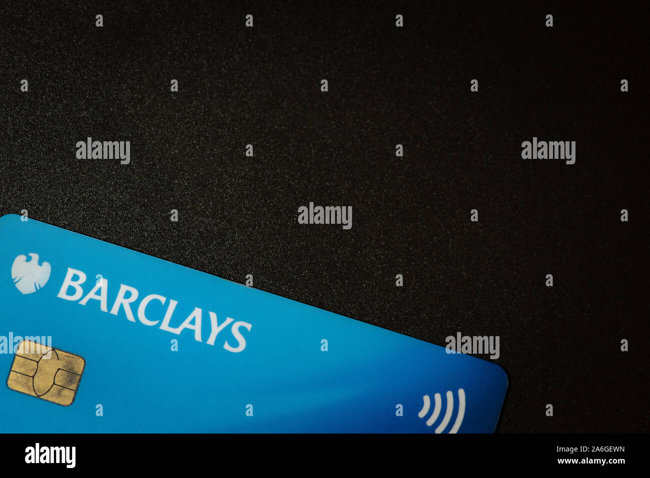 Barclays Bank chip and pin, contactless debit card in blue Stock Photo