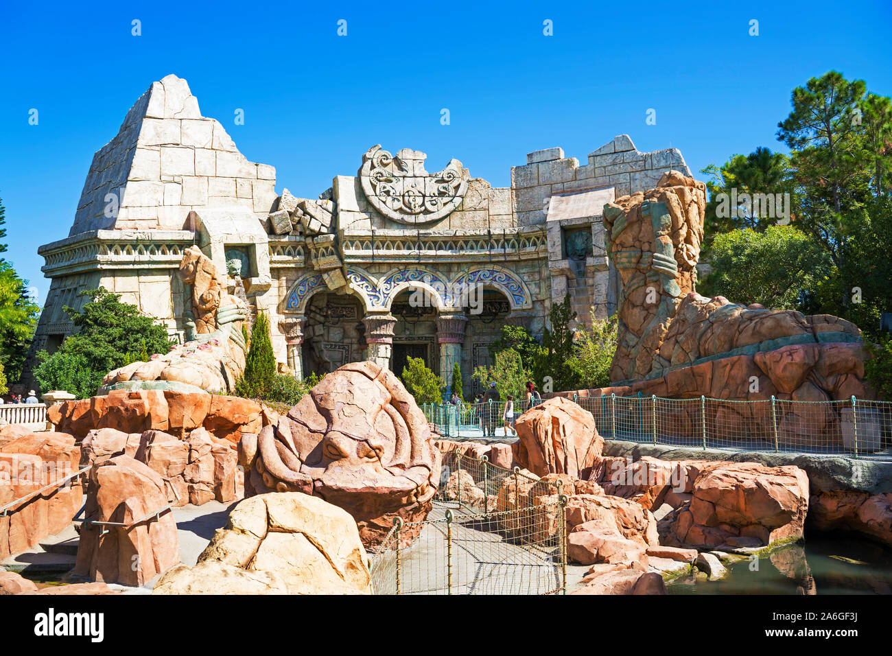 Poseidon's Fury Attraction, Show, The Lost Continent, Islands of Adventure, Universal Studios Resort, Orlando, Florida, USA Stock Photo