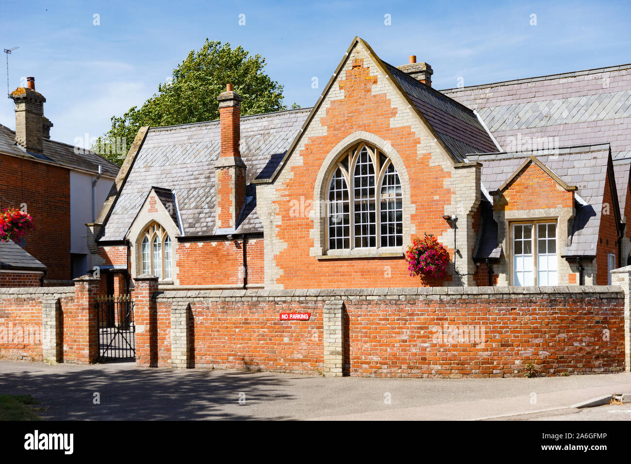 countryside street with traditional British houses, oldfashioned