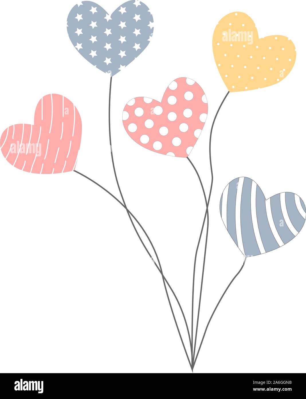Balloons in the heart shape in different colors. Vector Illustration ...