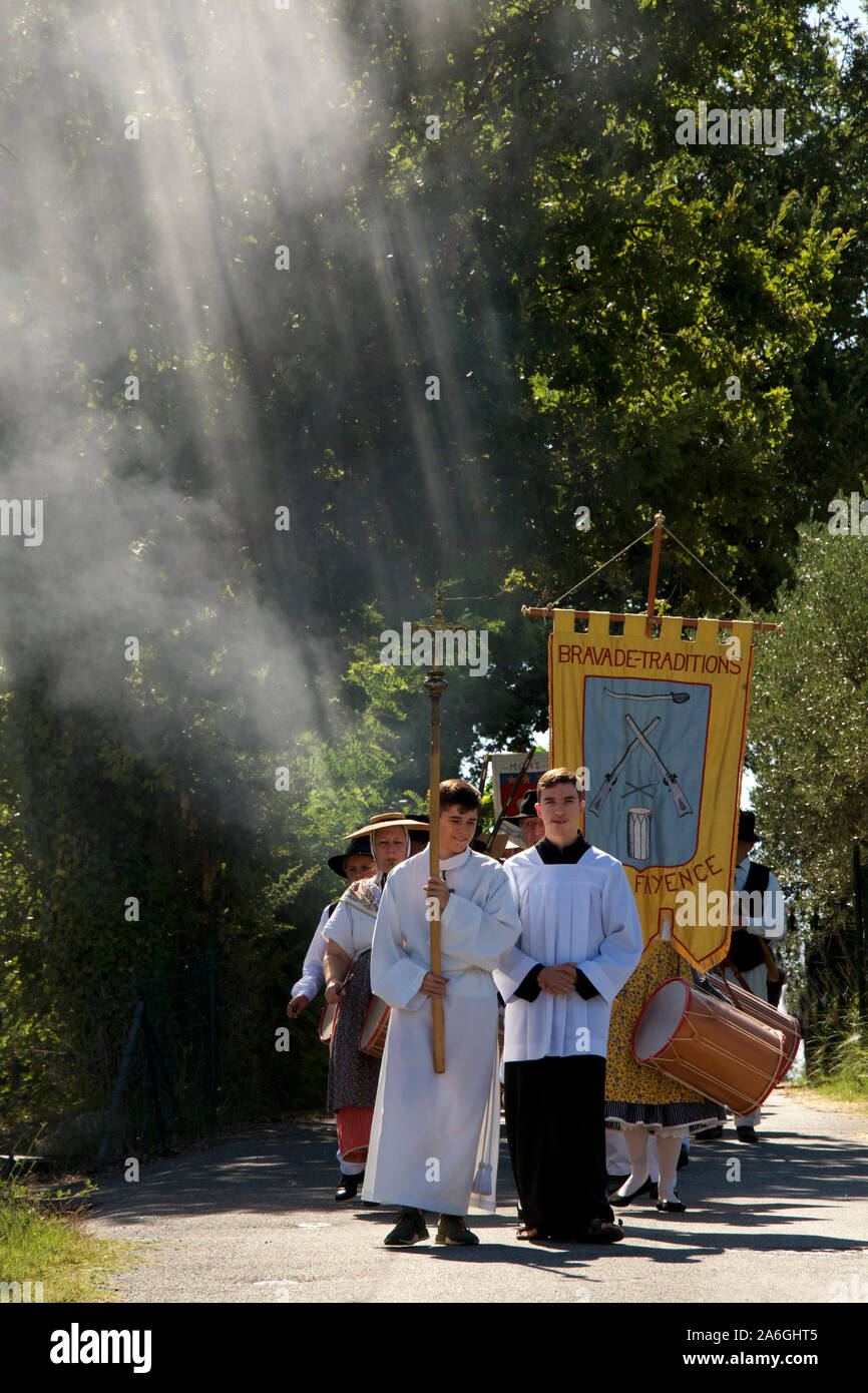 Procession of the Feast of St Joseph Foret St Paul Var  Provence France Stock Photo