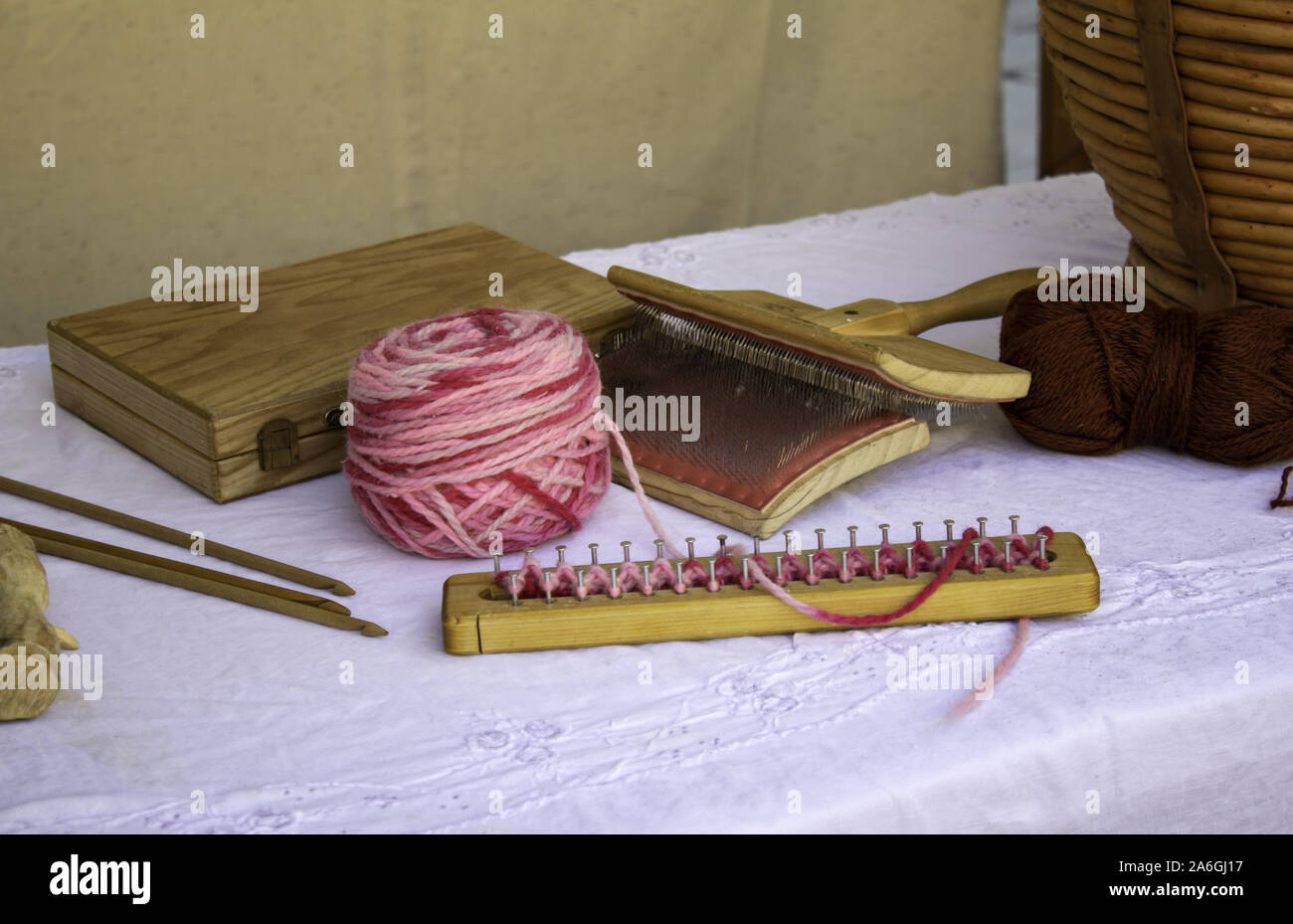 Ball of wool weaving instruments, handicrafts and industry, sewing