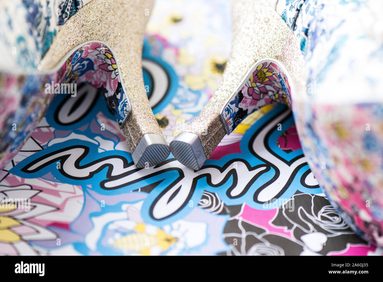 Stunning bright colourful wedding shoes with heels Stock Photo - Alamy