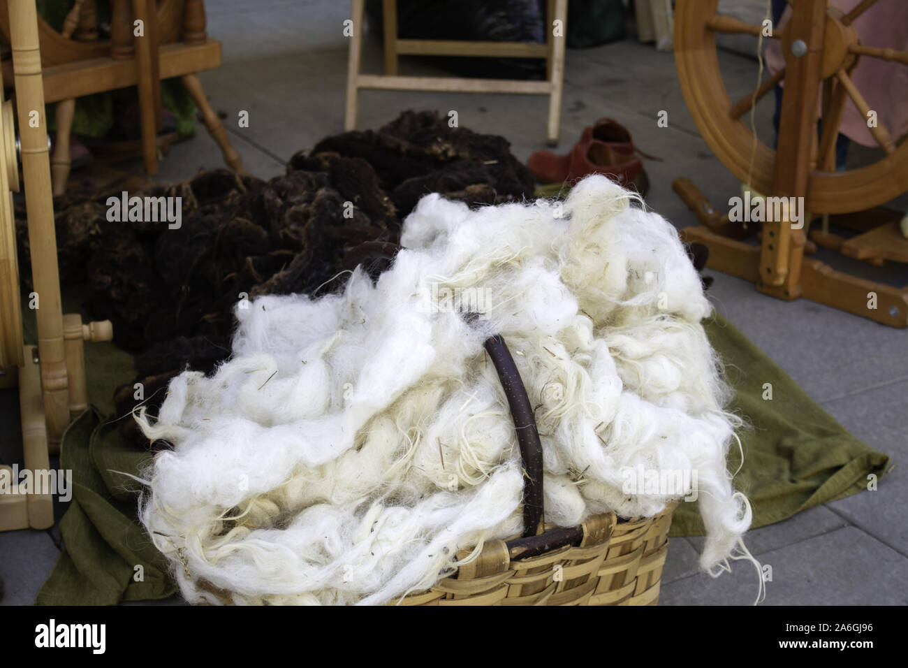 Sheep Wool For Weaving, Industry And Agriculture, Crafts Stock Photo 