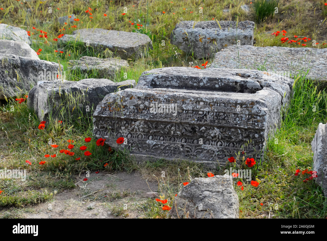 Fragments of ancient buildings, the ruins of the ancient city of ...