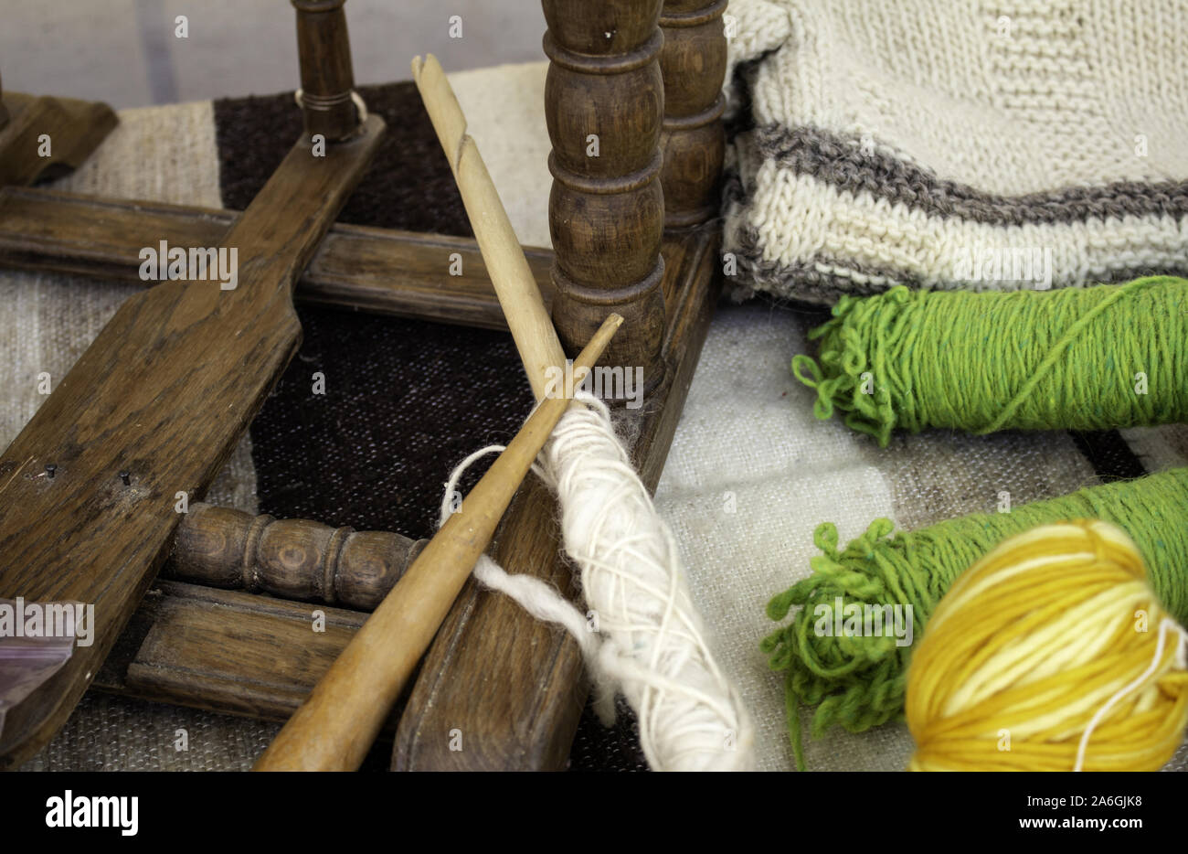 Ball of wool weaving instruments, handicrafts and industry, sewing