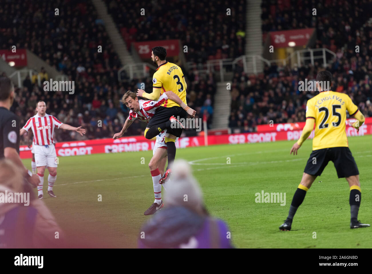 Peter Crouch playing for Stoke City against Watford in the Barclays Premier League Stock Photo