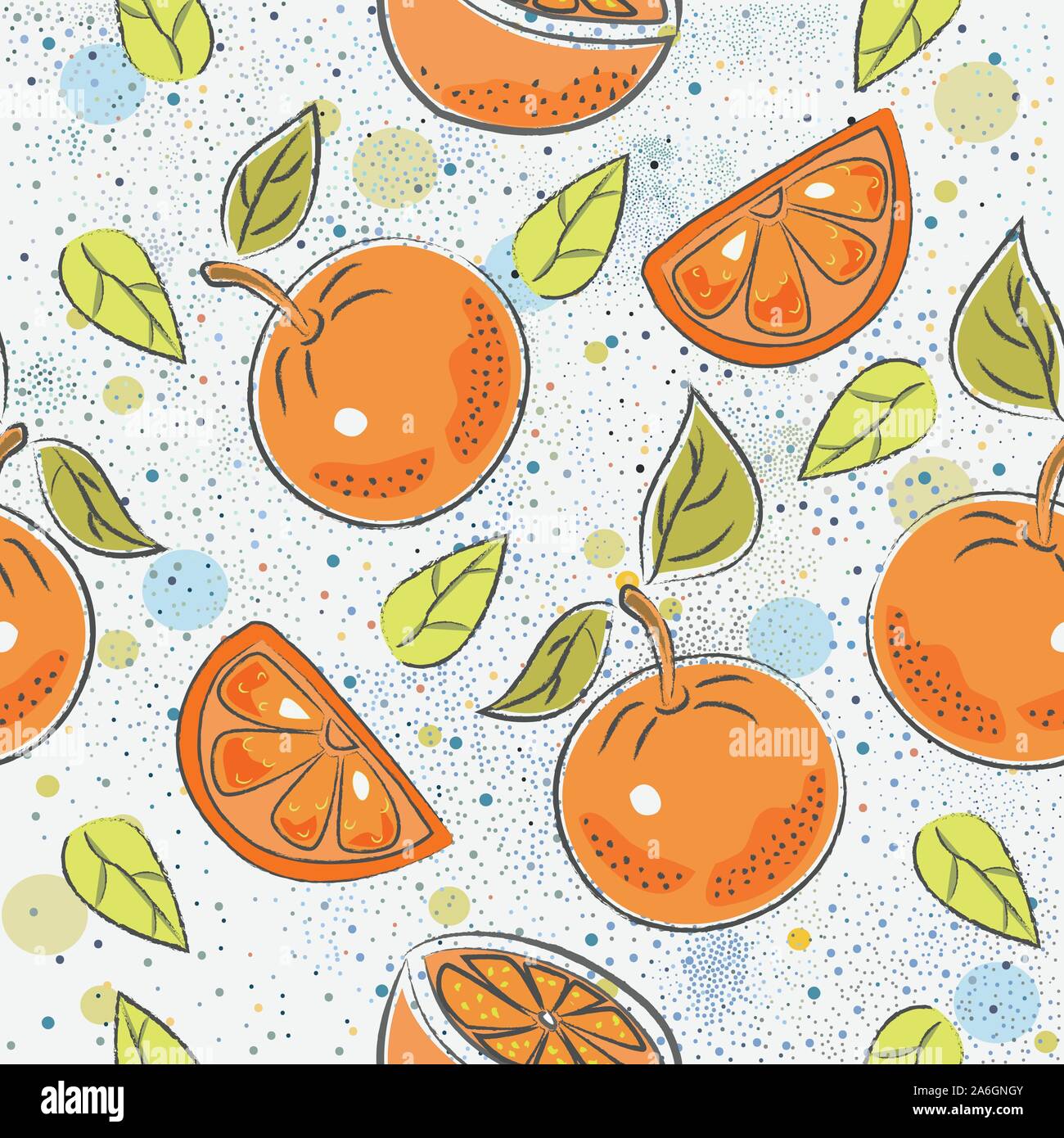 Seamless Pattern with Oranges. Scandinavian Style. Stock Vector