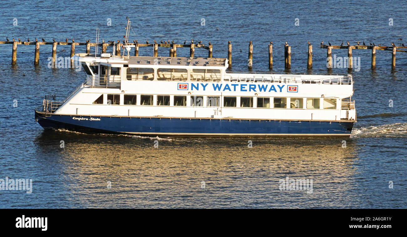 NY Waterway ferry in New York harbor. Stock Photo