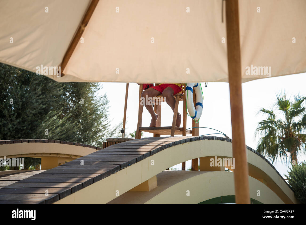 lifeguard on duty ready to rescue anyone in need Stock Photo