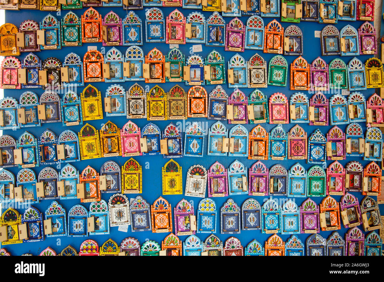 magnets souvenirs at kasbah in Rabat, Morocco Stock Photo