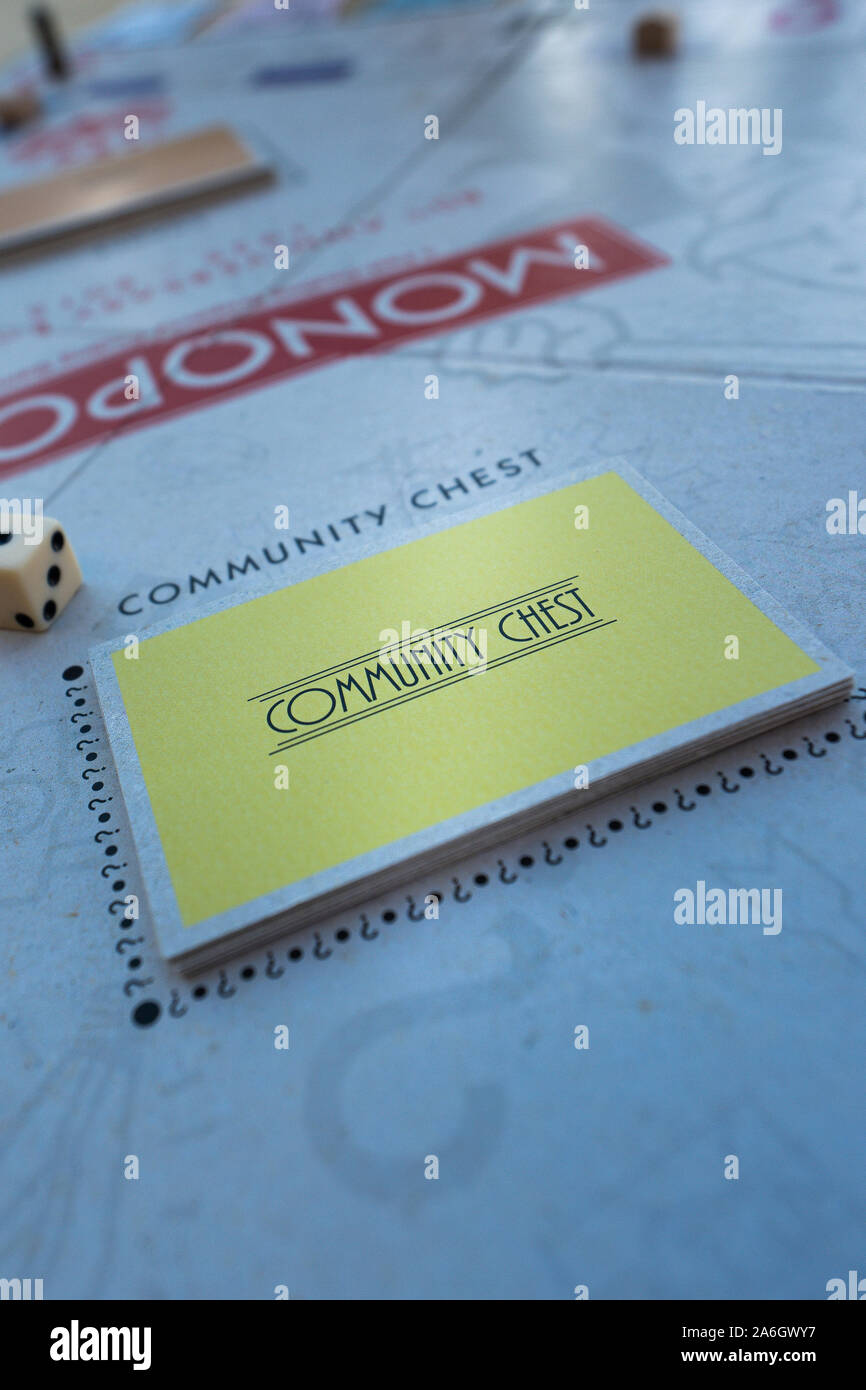 A view of the Monopoly board and the famous chance and community chest ...