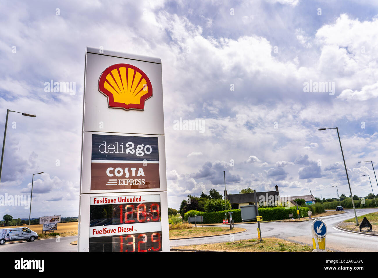 Fuel Pumps at the Shell Petrol Station, Selling V Power petrol and