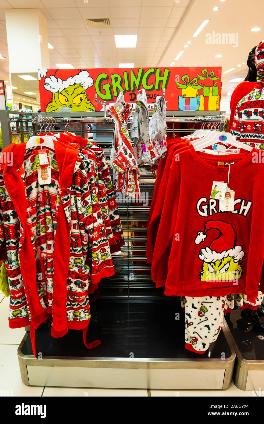 The Grinch Christmas Pyjamas on sale at Primark in the city centre, Xmas  shopping Stock Photo - Alamy