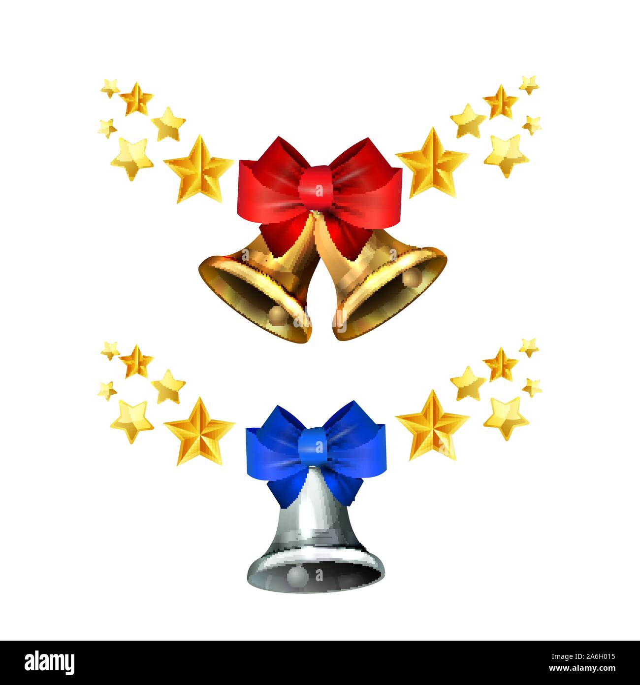 Vector illustration of shiny golden Christmas decoration with stars ...