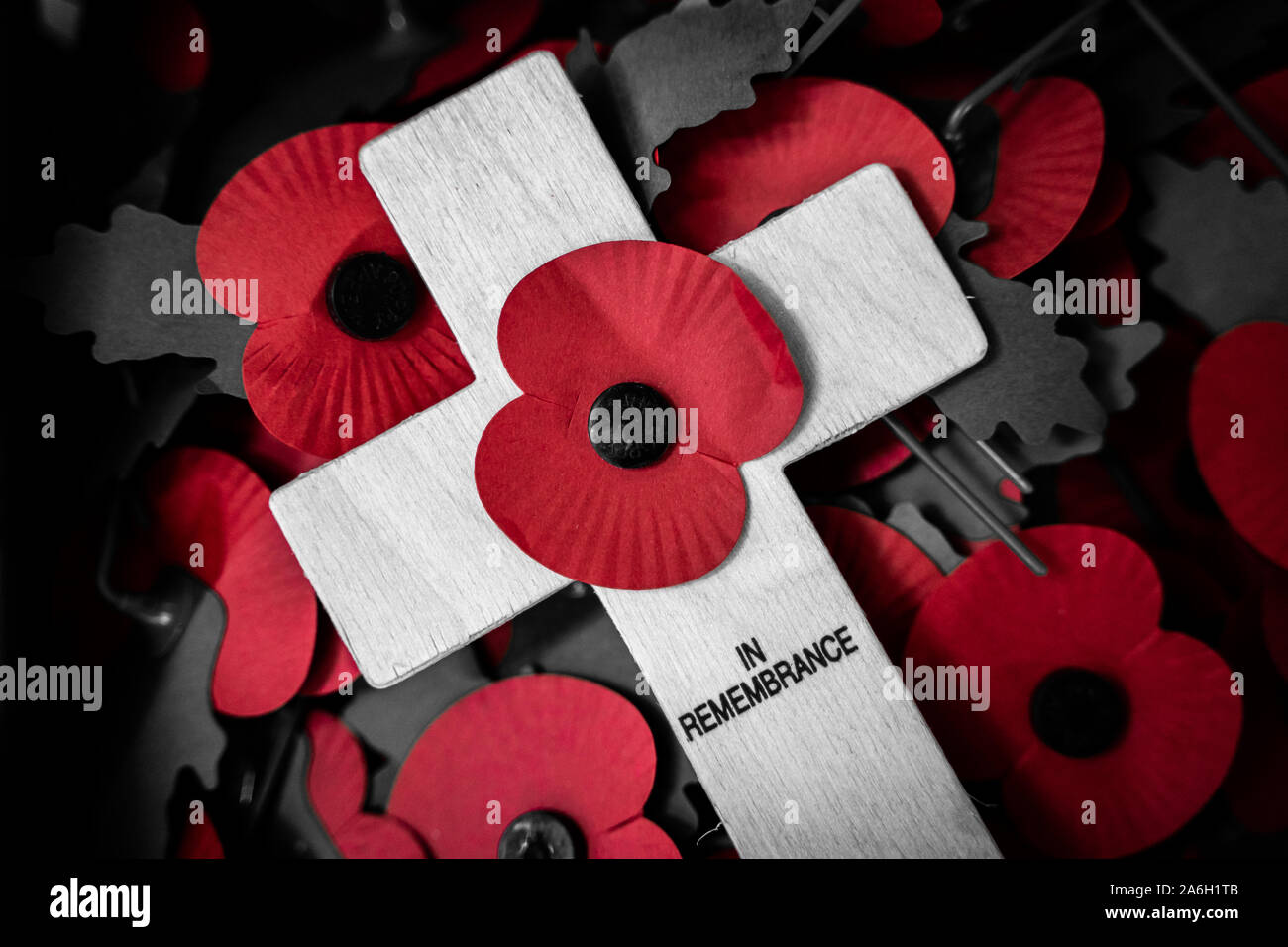 Poppies on Crosses for the Royal British Legion Poppy Appeal are collected at a secret location