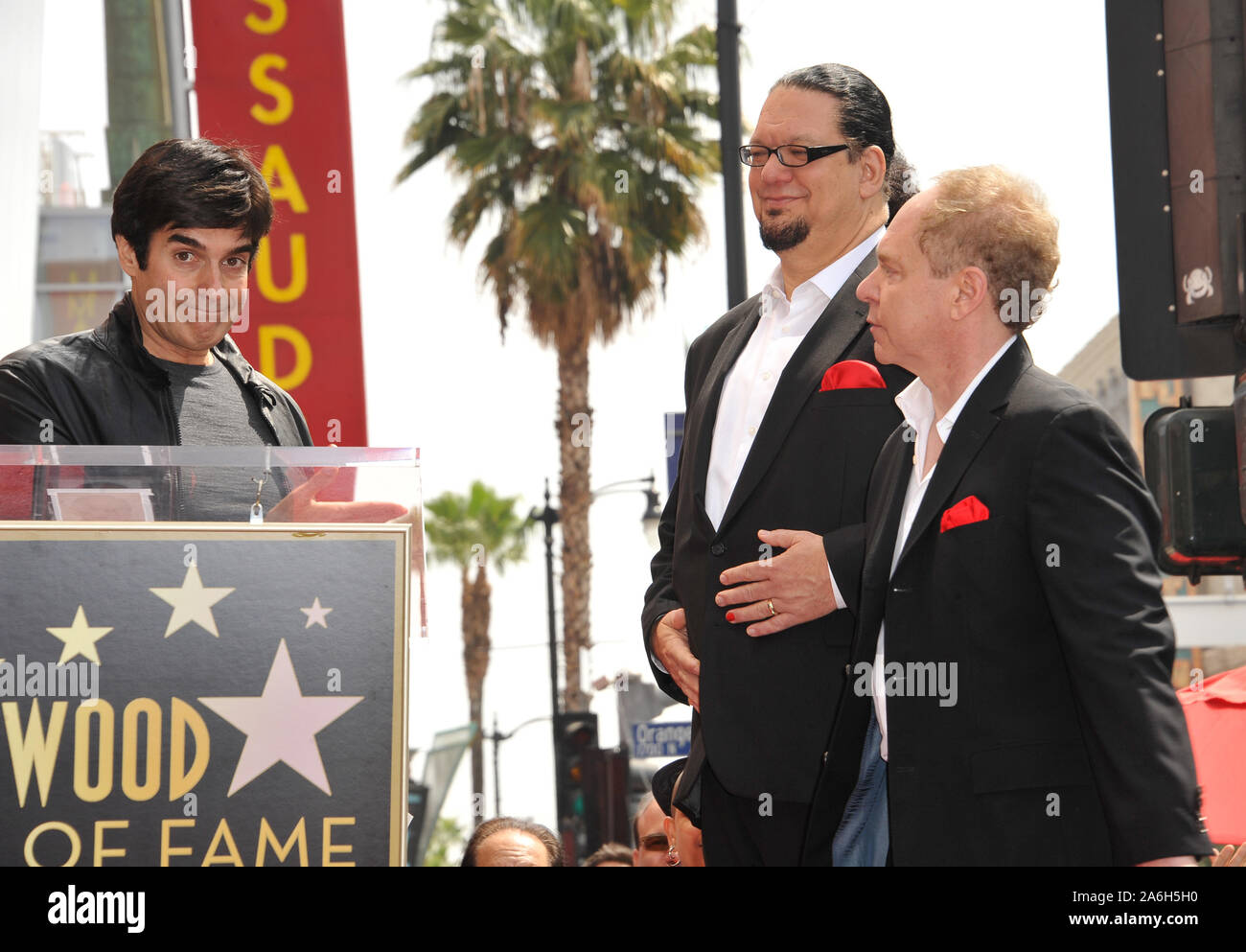 LOS ANGELES, CA. April 05, 2013: Magicians Penn Jillette & Raymond ...