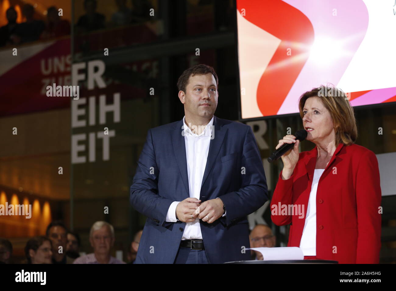 Berlin, Germany. 26th Oct, 2019. The SPD members elect Federal Finance Minister Olaf Scholz and Klara Geywitz just ahead of Norbert Walter-Borjans and Saskia Esken for the SPD presidency. The race for the SPD presidency goes into the runoff election in November: the two candidates will then be elected at the party congress. (Photo by Simone Kuhlmey/Pacific Press) Credit: Pacific Press Agency/Alamy Live News Stock Photo
