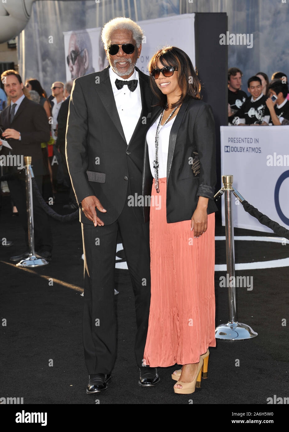 LOS ANGELES, CA. April 10, 2013 Freeman & daughter at the American premiere of