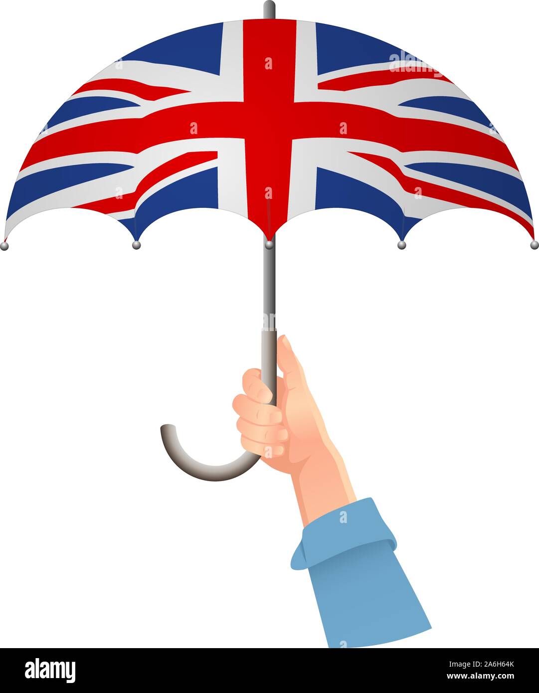 United Kingdom flag. Hand holding umbrella. Social security concept. National flag of United Kingdom vector illustration Stock Vector