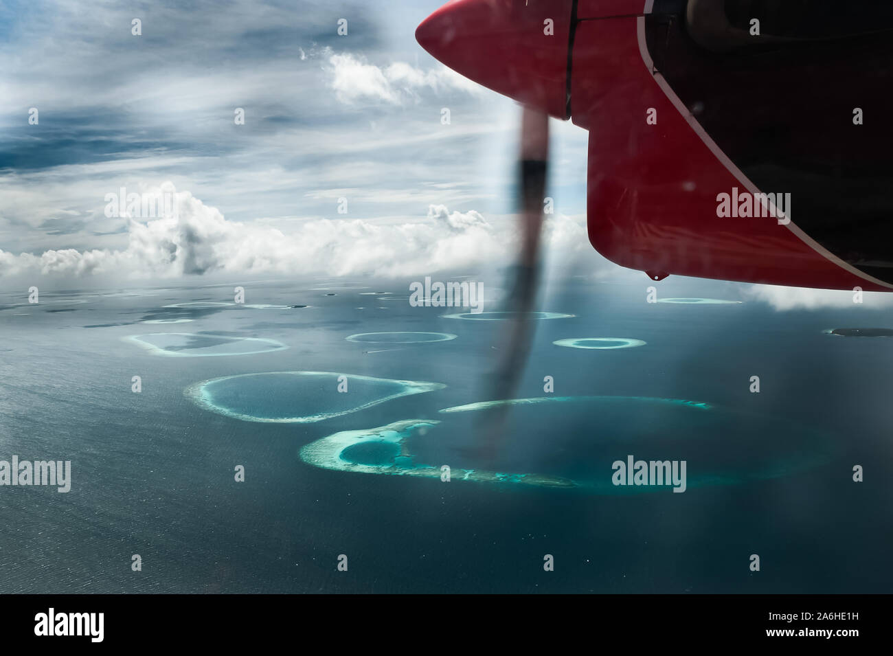 Maldives. Flight, Maldives From Height Stock Photo - Alamy