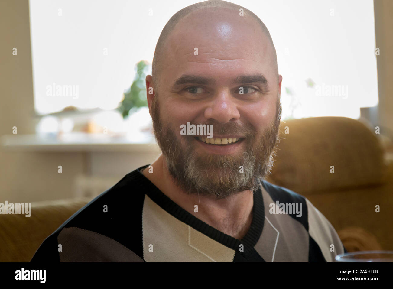 Portrait of a bald man with a beard Stock Photo