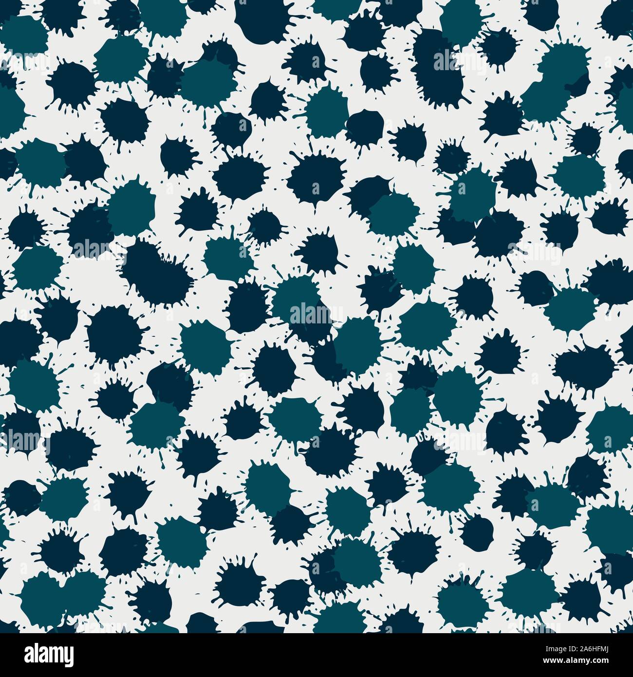 seamless vector pattern with dark blue ink blobs on a white background Stock Vector