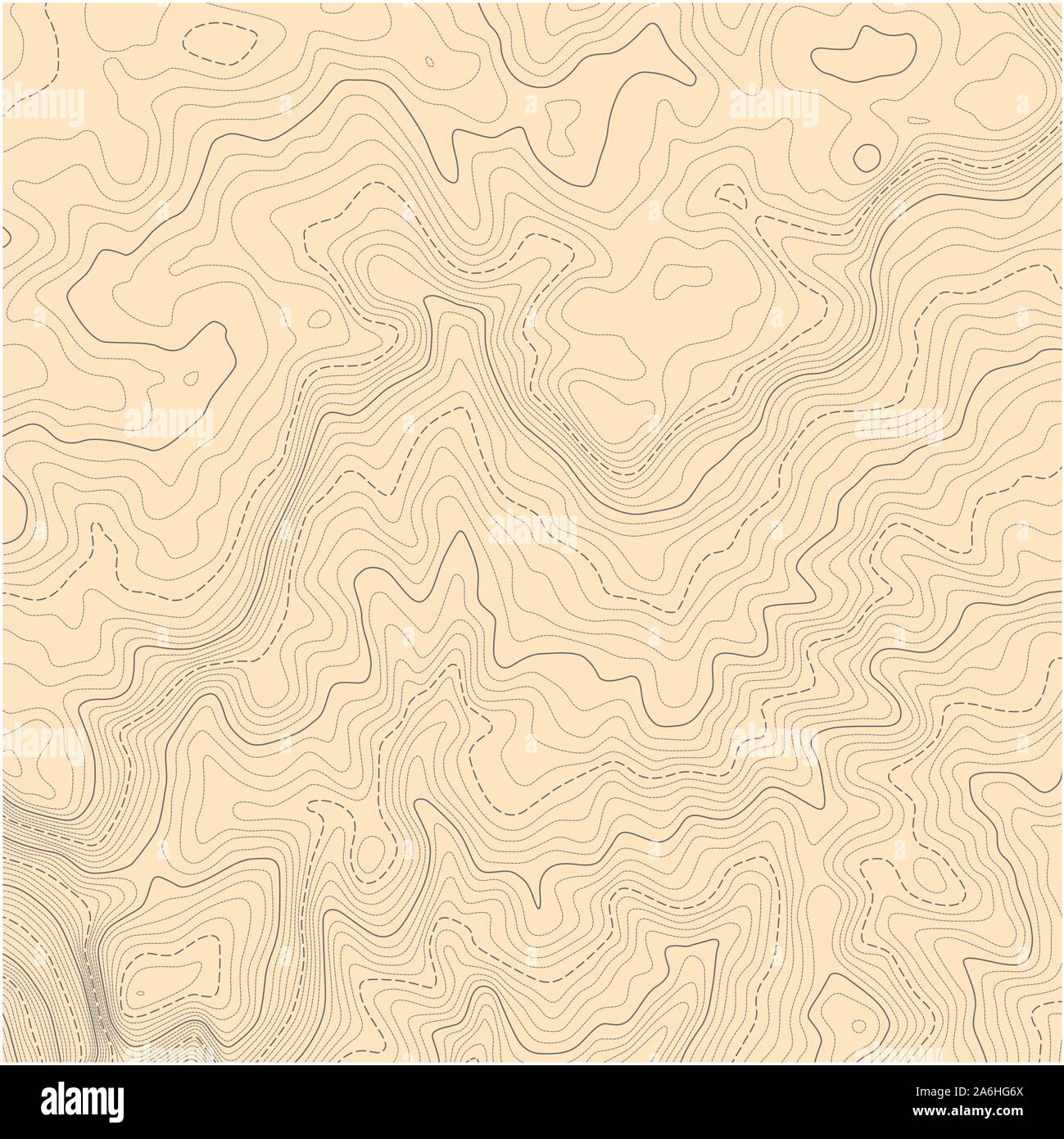 Abstract topographic map with elevation lines and yellow background Stock Vector