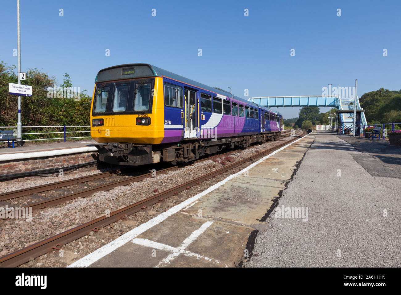 Arriva Northern rail class 142 pacer train at Gainsborough Central railway station Stock Photo