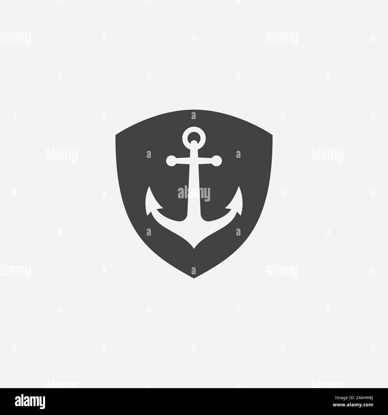 Anchor shield vector logo icon, Nautical maritime, sea ocean boat illustration symbol, Anchor vector icon, Pirate Nautical maritime boat, Anchor icon, Simple vector icon Stock Vector