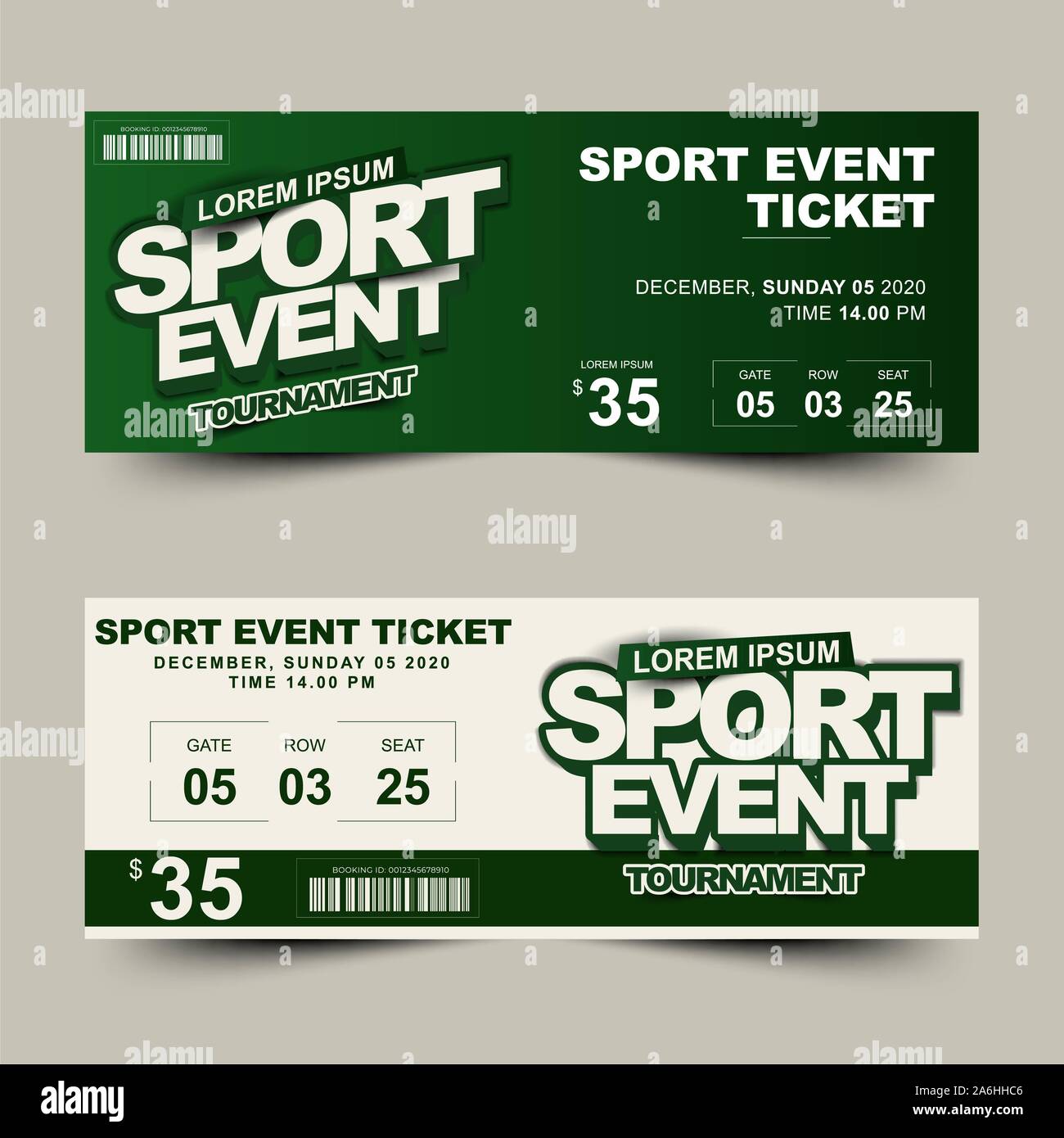 two option sport event tournament ticket design theme with simple
