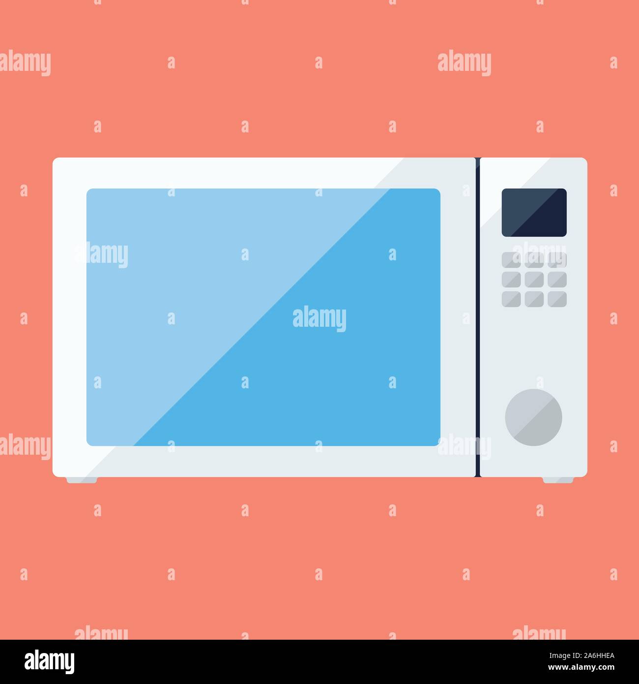 Microwave oven flat icon with knob Stock Vector