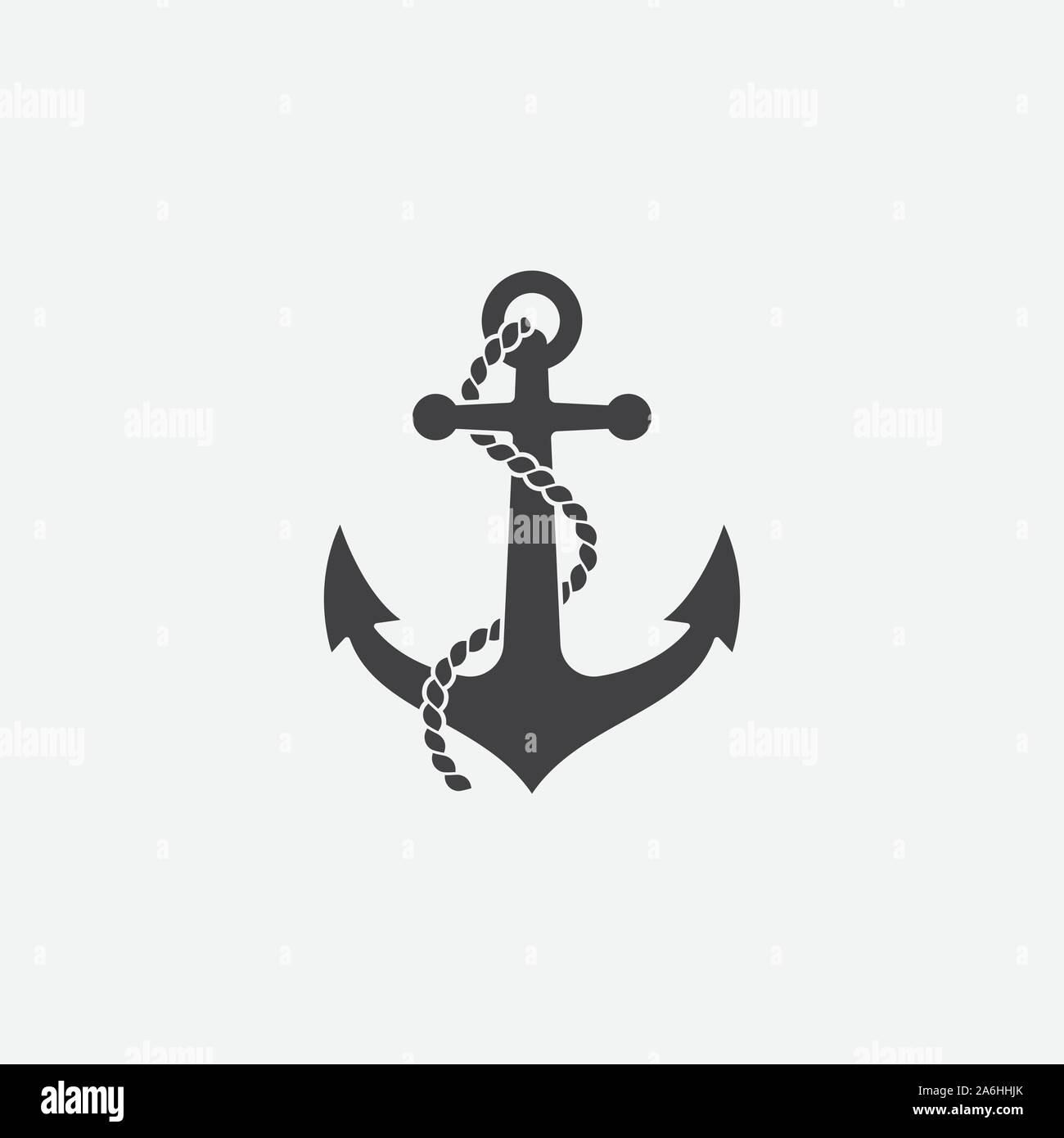 Anchor and rope vector logo icon, Nautical maritime, sea ocean boat illustration symbol, Anchor vector icon, Pirate Nautical maritime boat, Anchor icon, Simple vector icon Stock Vector