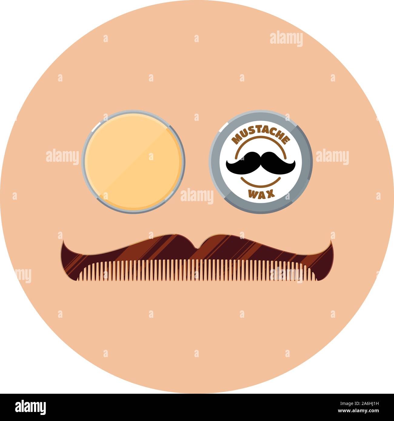 Mustache wax and hipster mustache shaped comb flat icons for barber shop Stock Vector Image