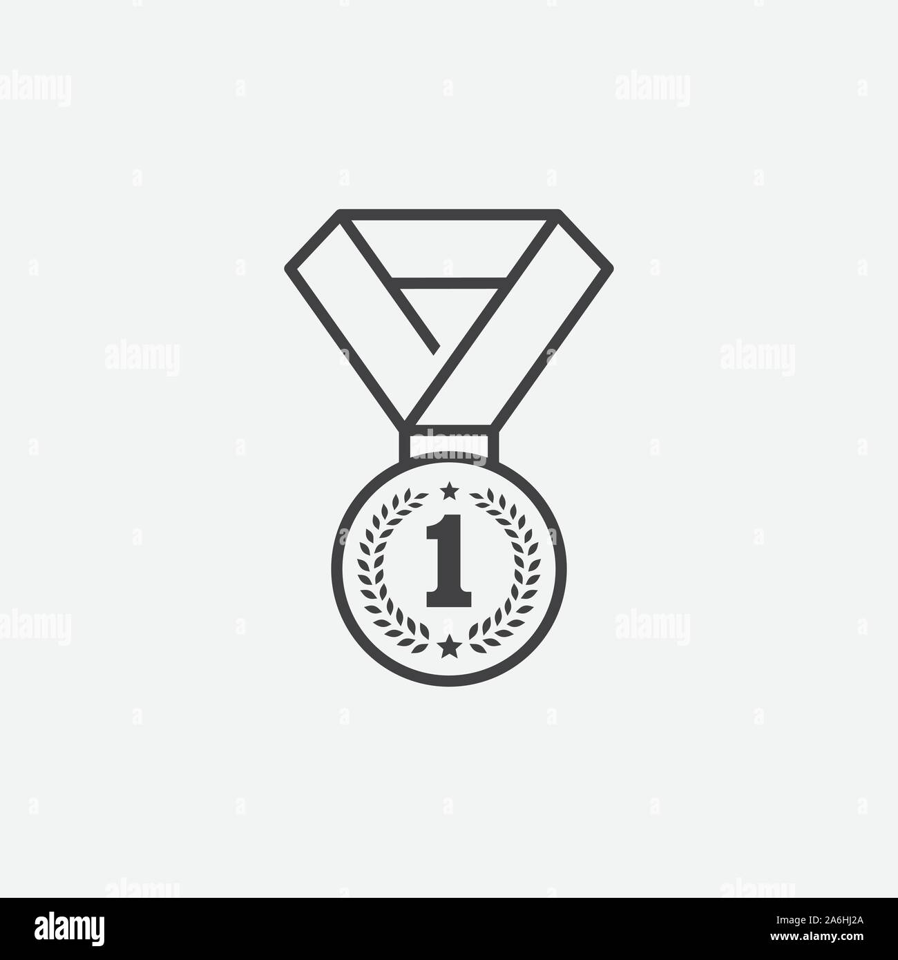 medal logo Template vector illustration icon design in linear style, medal for first place icon, medal flat icon illustration, champions medal icon illustration, award logo Stock Vector