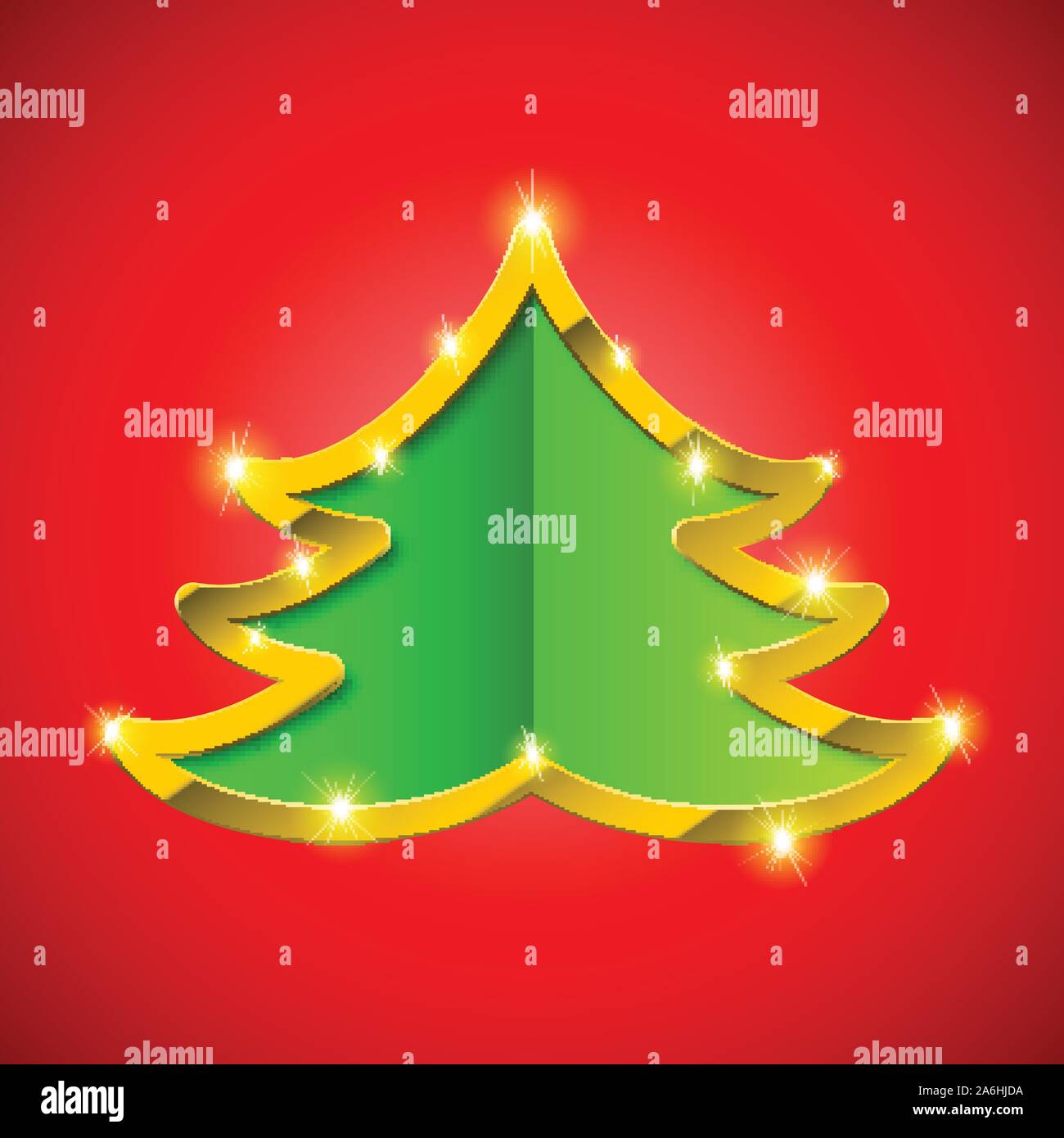 Christmas tree card with golden border Stock Vector Image & Art - Alamy