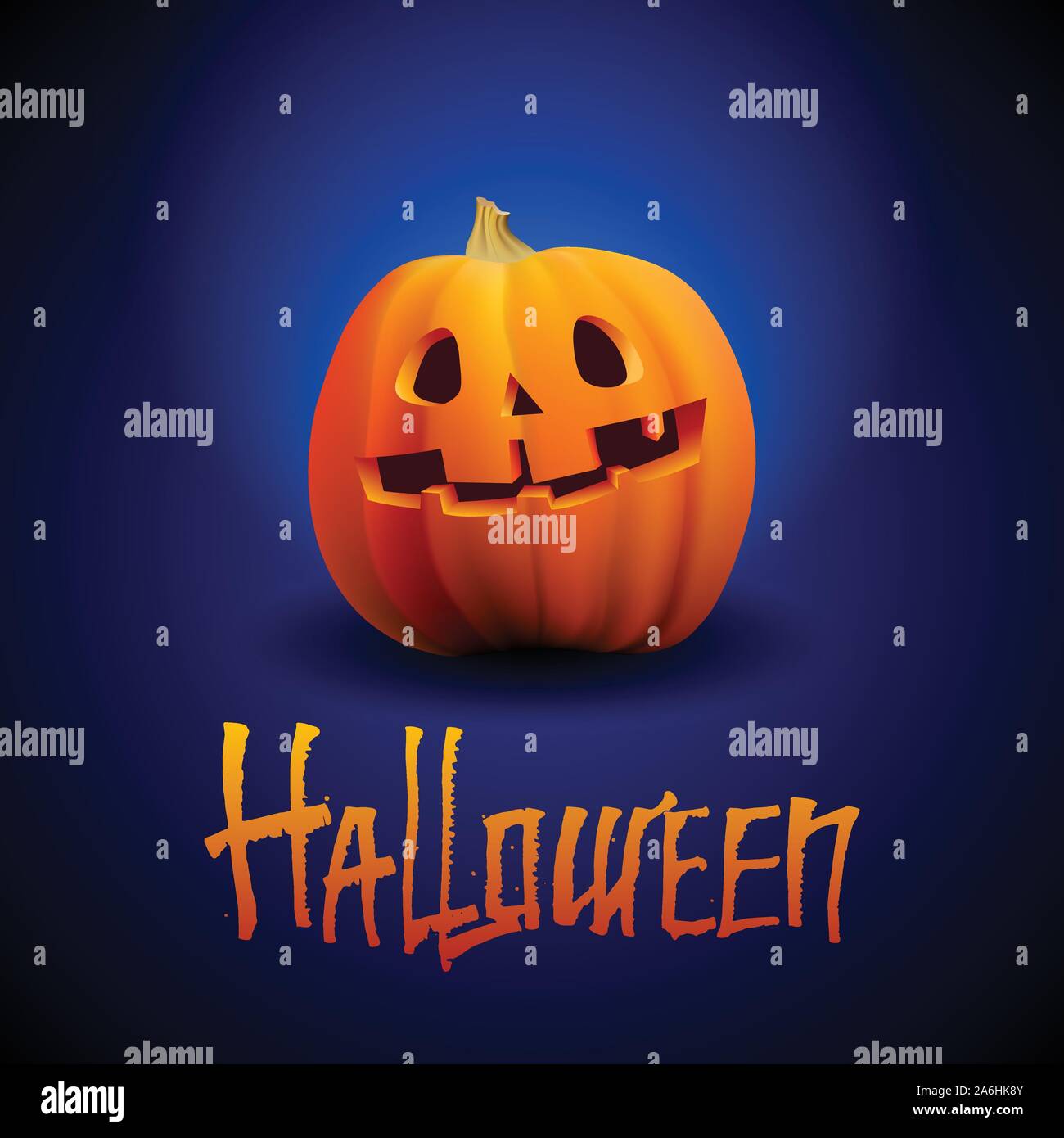 Halloween pumpkin carved portrait with spooky face Stock Vector Image ...
