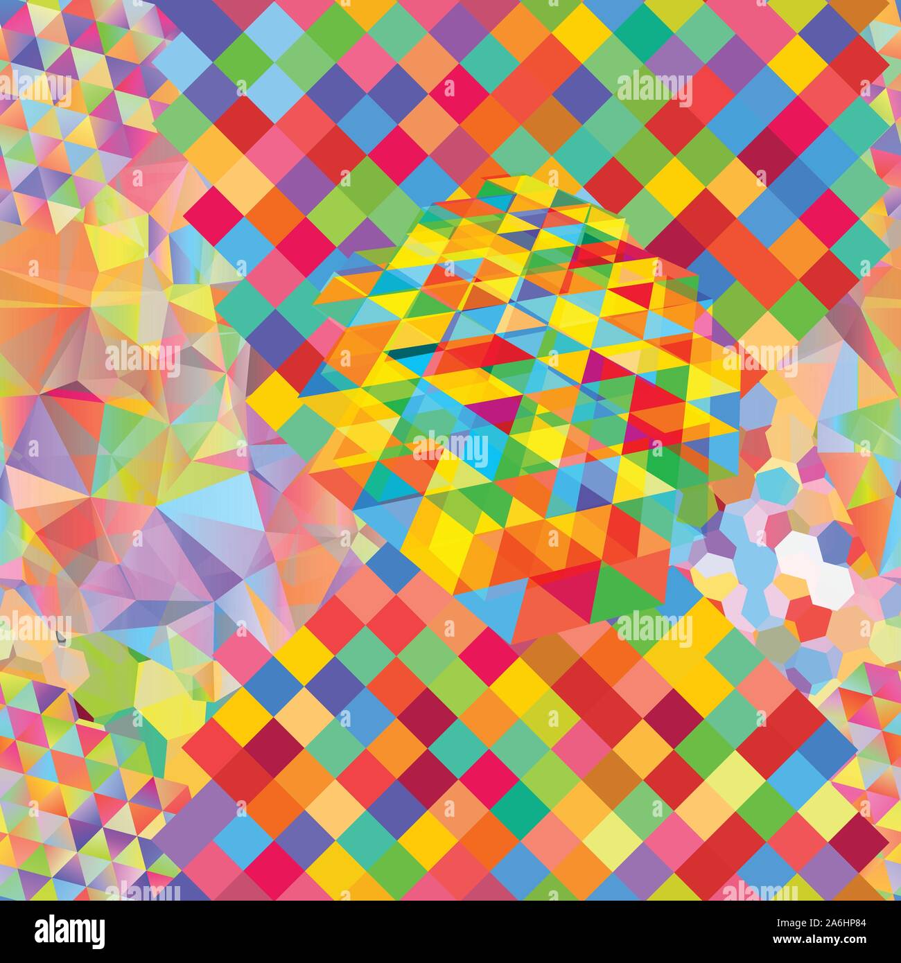 Seamless pattern with gainbow colored glitch styled bright messy shapes Stock Vector