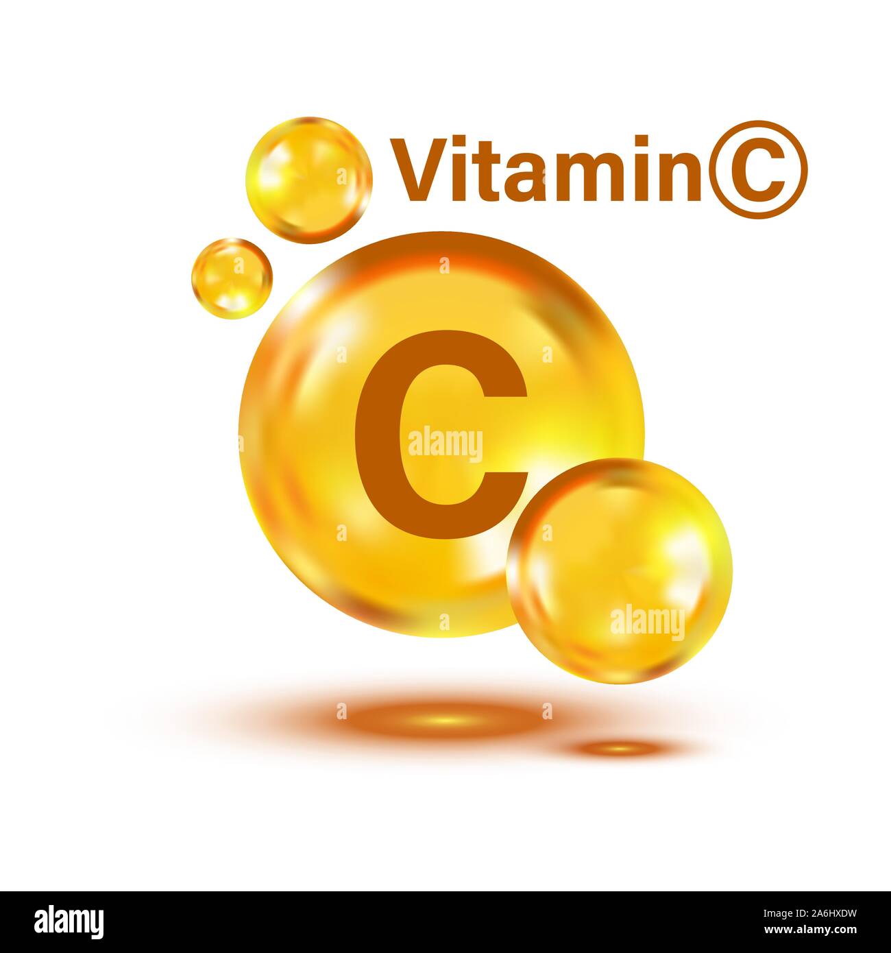 Vitamin C icon in flat style. Pill capcule vector 